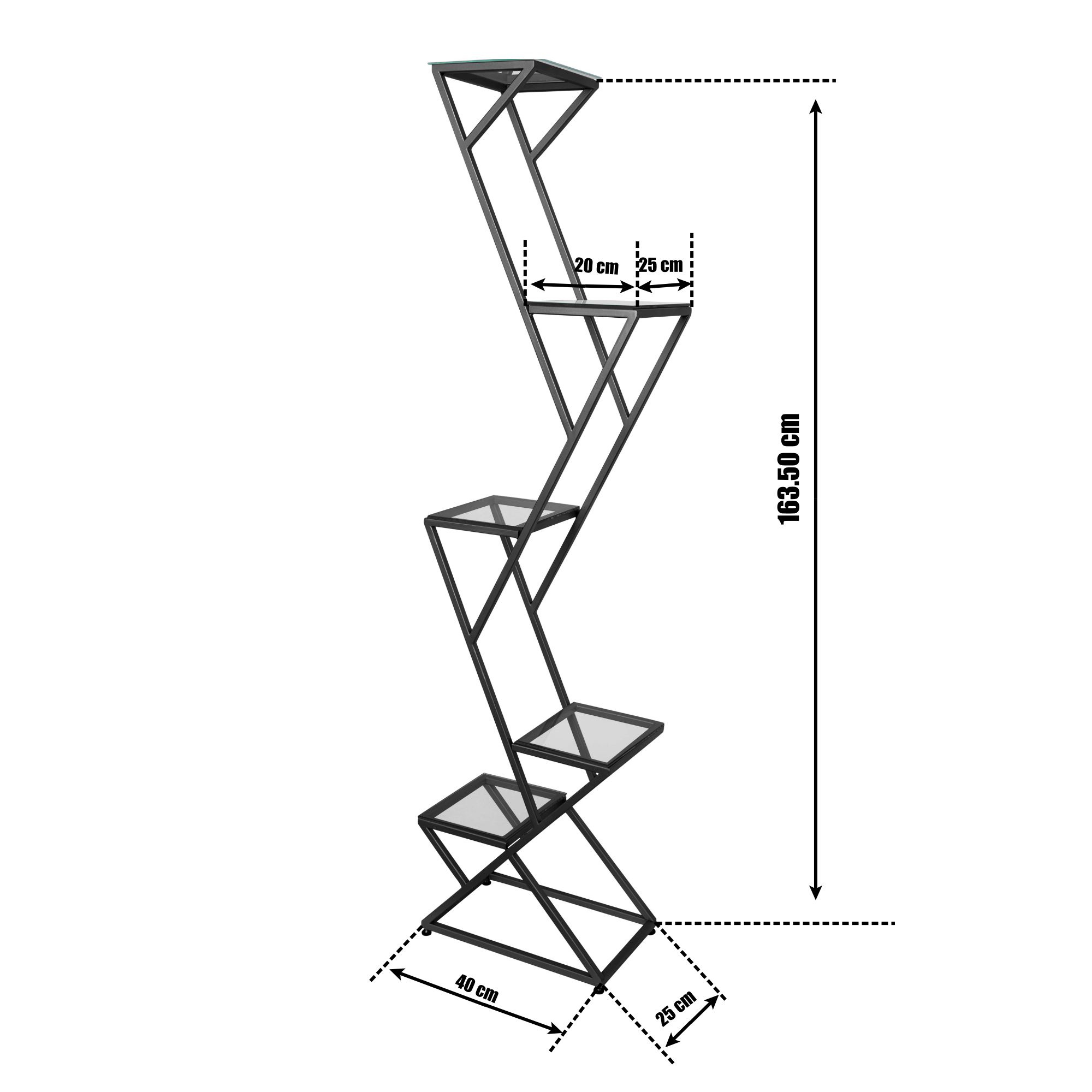 Etajeră Alegria Negru Mat – Metal și Sticlă, Design Modern