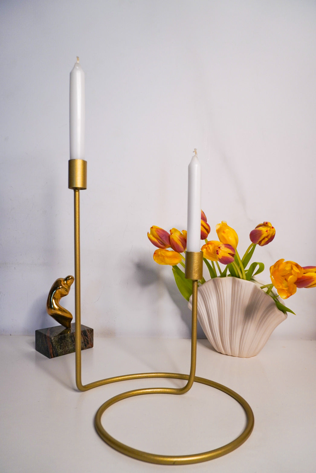 Suport lumânări SHADOW FLAME auriu mat - FROMRO