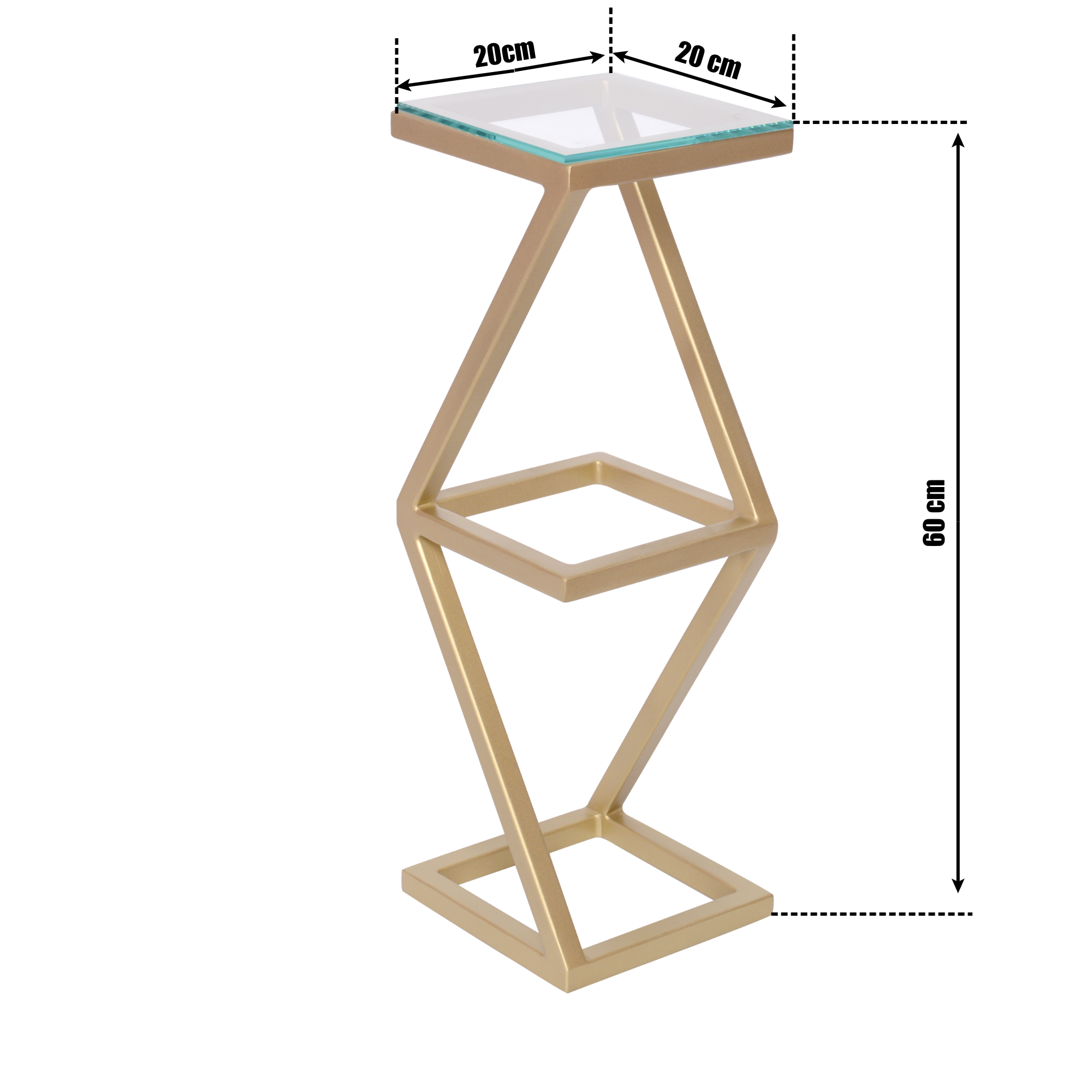 Suport decorativ ANYA – cadru metalic auriu mat și poliță de sticlă - FROMRO
