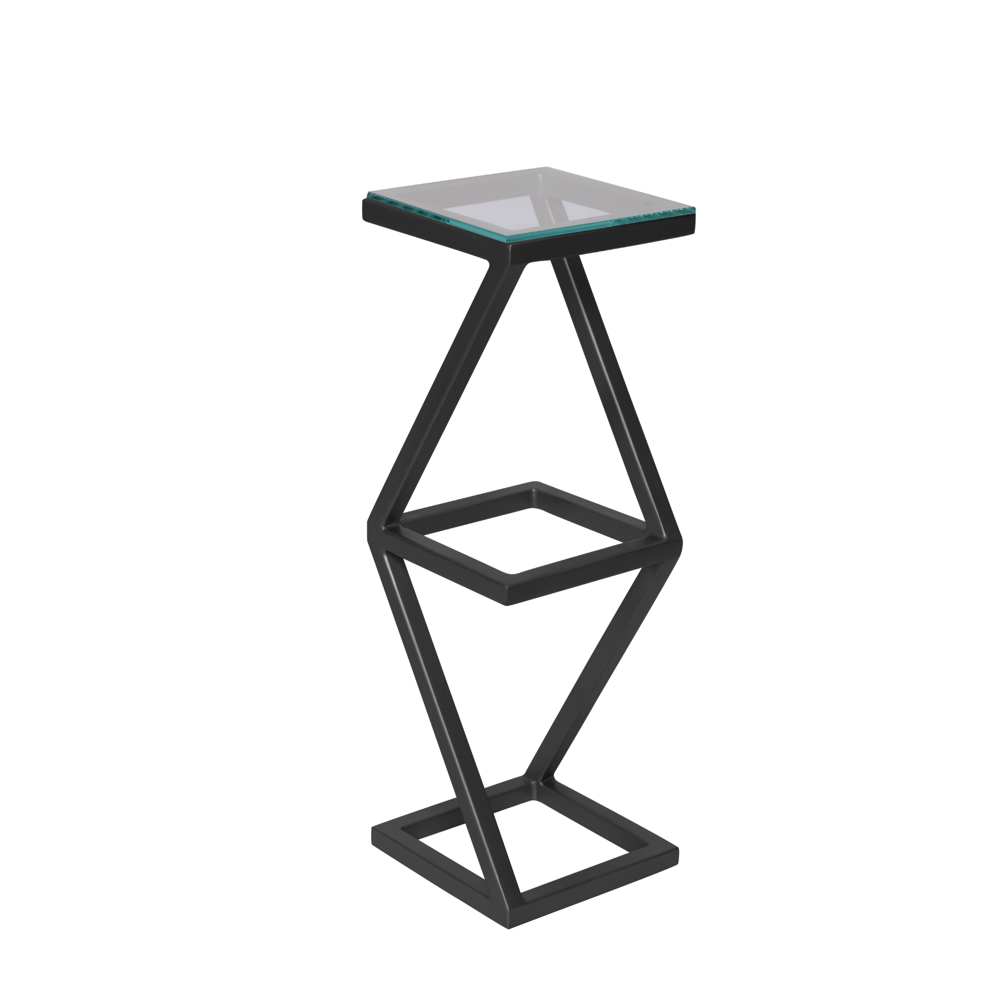 Suport decorativ ANYA – cadru metalic auriu mat și poliță de sticlă - FROMRO