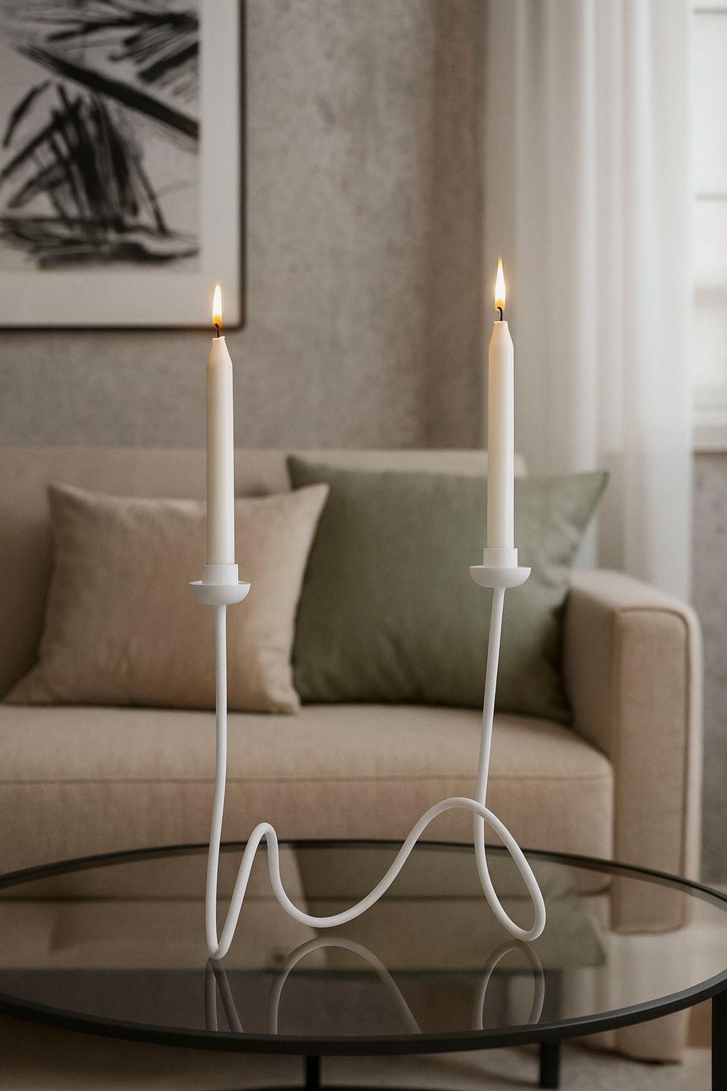Suport lumânari Aria alb mat