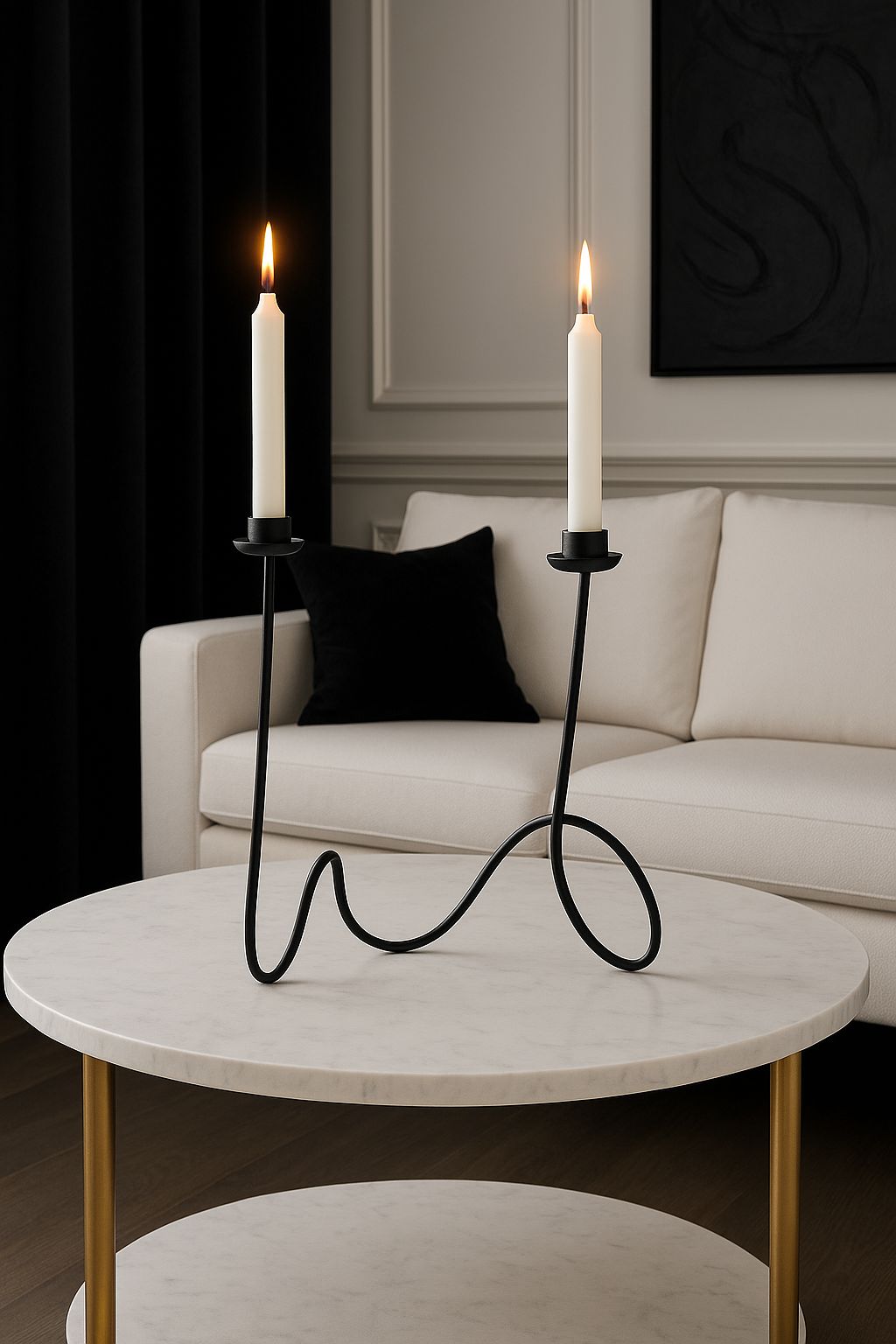 Suport lumânari Aria alb mat