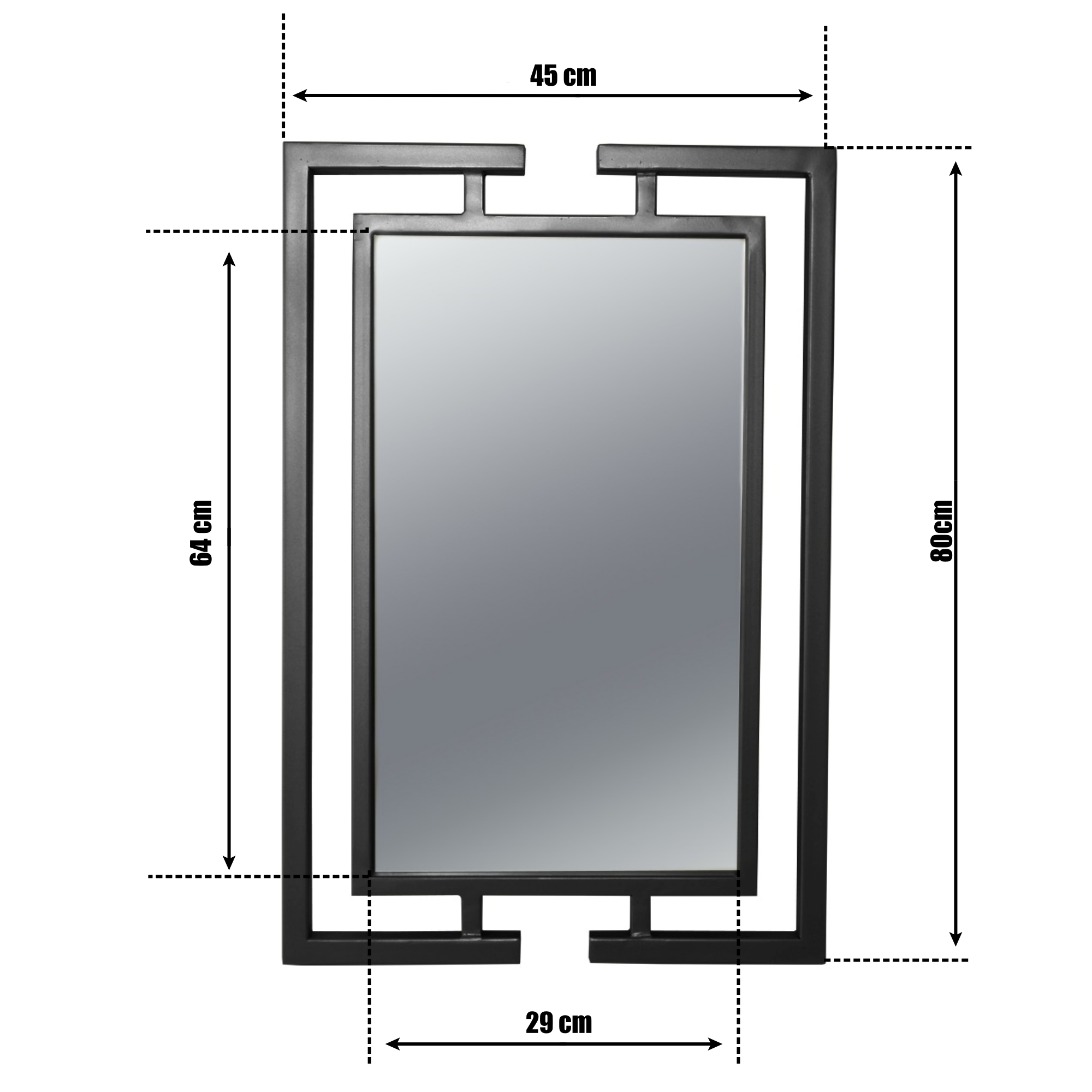 Oglinda ATENA 80 cu rama metalică negru mat - FROMRO