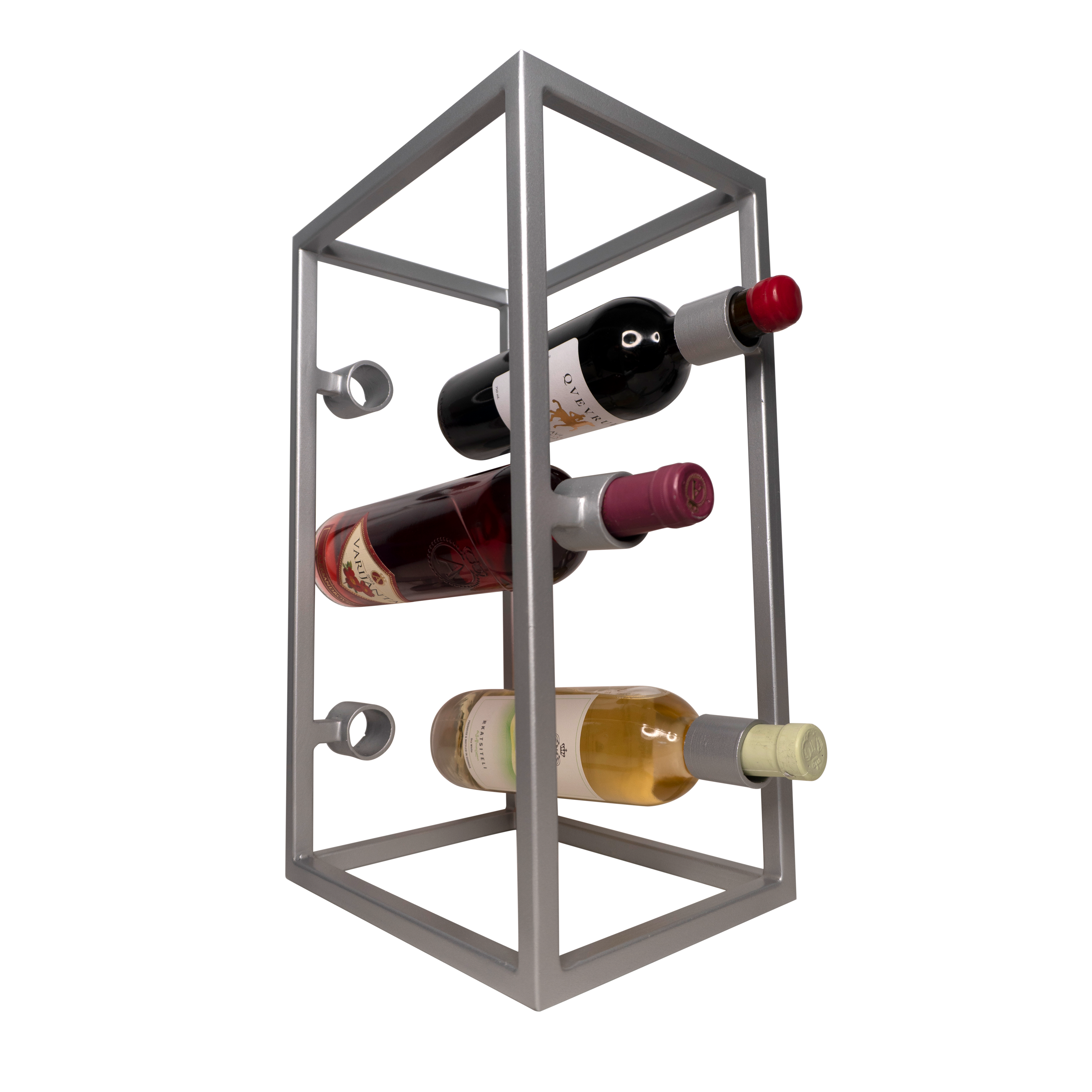 Suport vin „Enovio” din metal gri – Design modern și elegant, 6 sticle