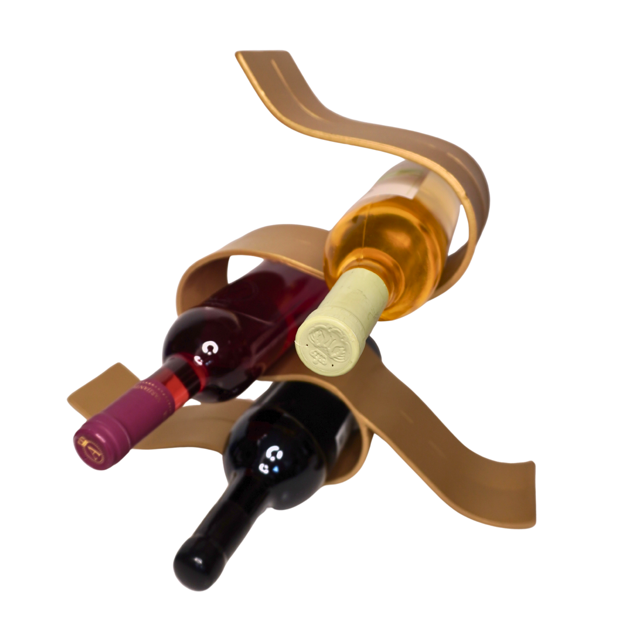 Suport Vin “Ribbon 3” auriu mat - FROMRO