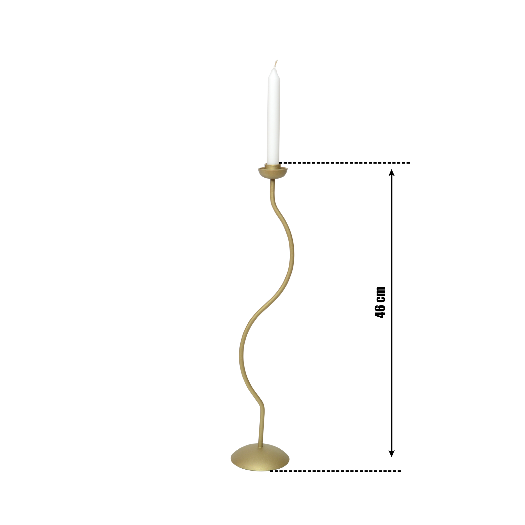 Suport lumânare SMOOTH WAVE 46 auriu mat - FROMRO