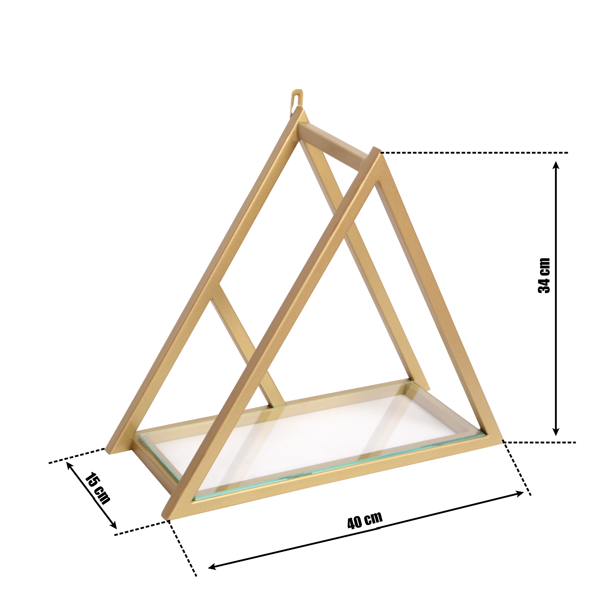 Etajeră VICTORIA cu cadru metalic auriu mat și poliță de sticlă - FROMRO