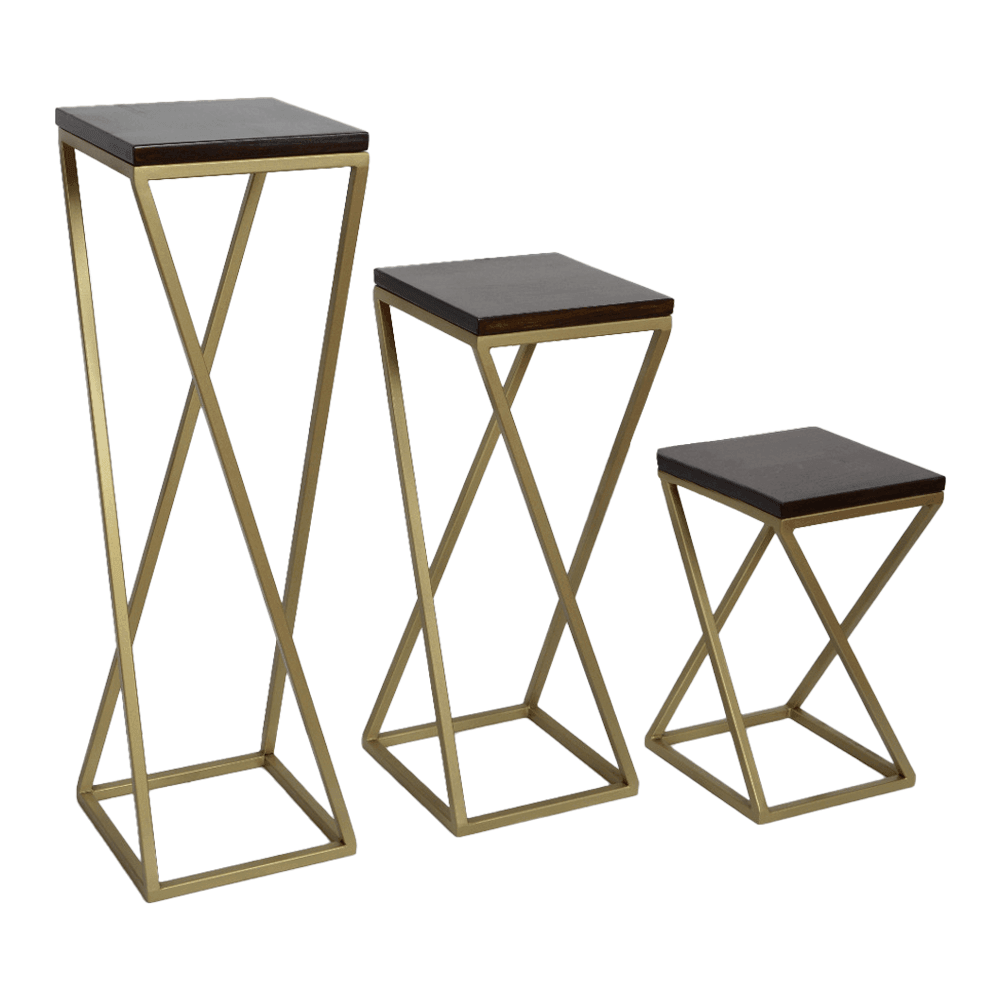 Set suporturi decorative pentru ghivece  MELISA cu cadru metalic auriu mat - FROMRO