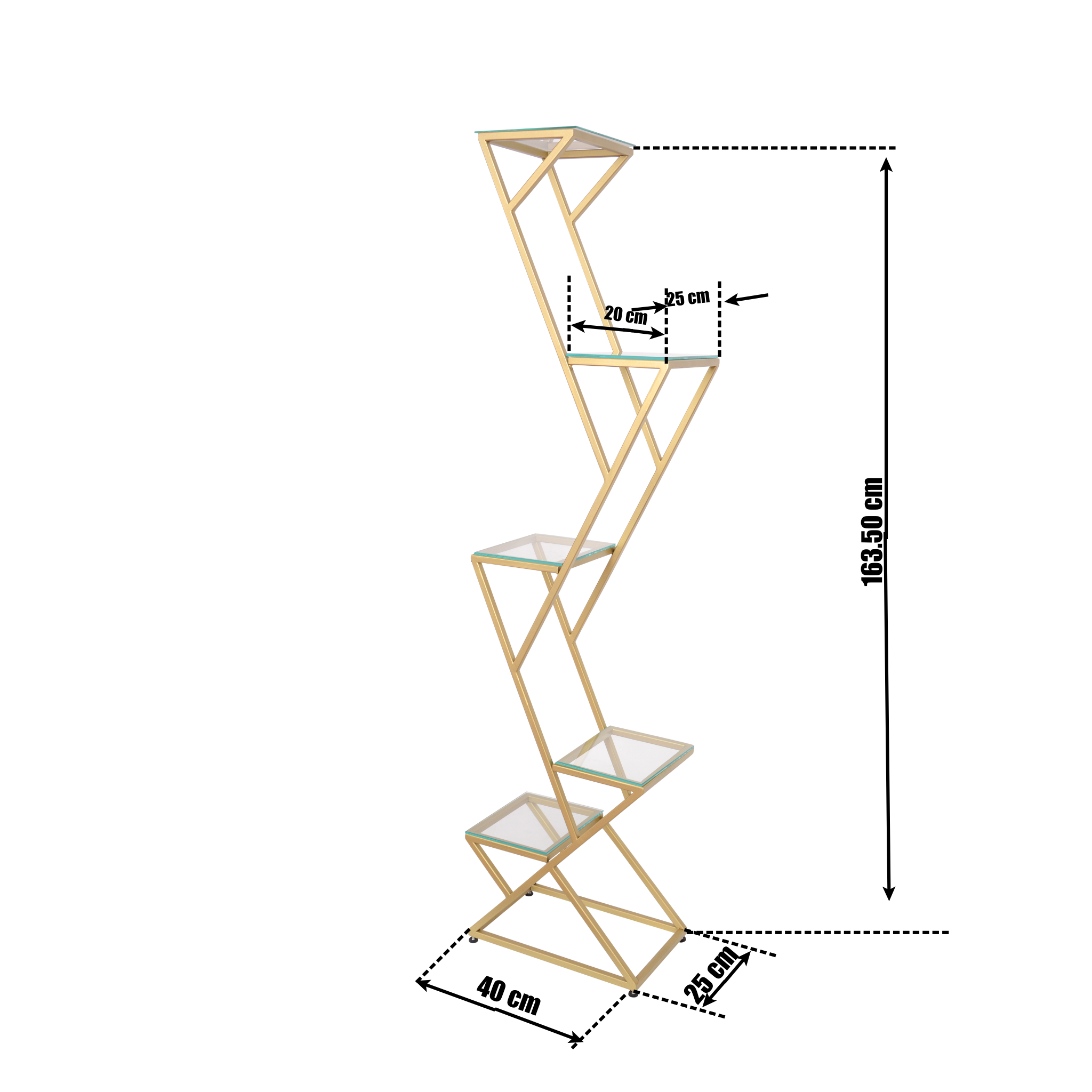 Etajeră Alegria Auriu Mat – Metal și Sticlă, Design Modern