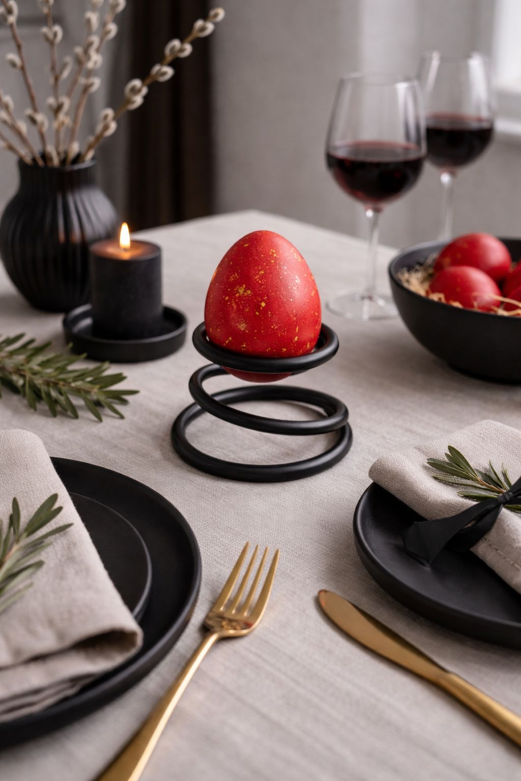 Suport metalic Ou Paște Spirală negru– Design Modern Premium | Stabil & Elegant | Decor Must-Have - FROMRO