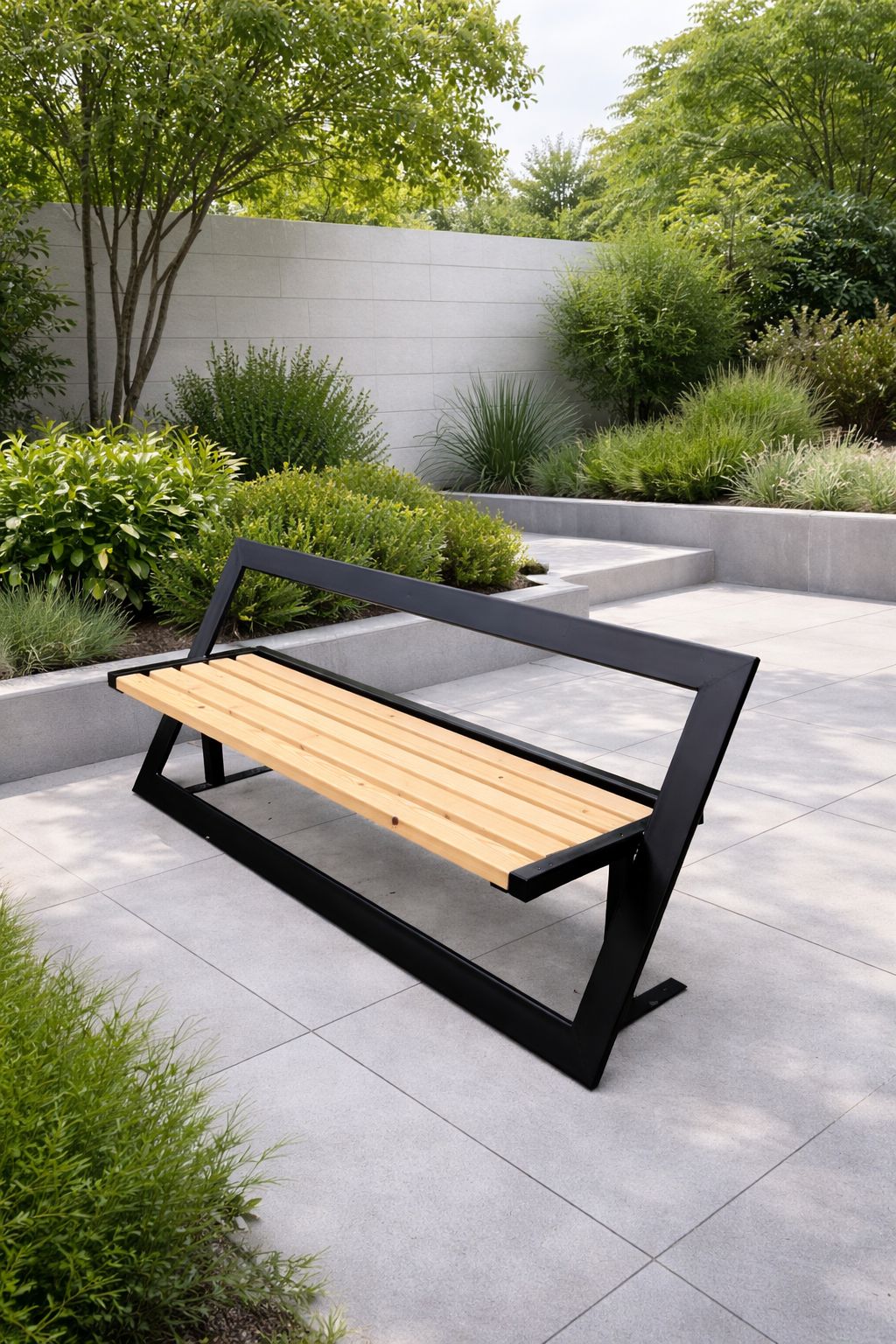 Bancă Grădină Premium Metal & Lemn – Design Modern Exclusiv | Confort & Stil de Lux pentru Exterior - FROMRO