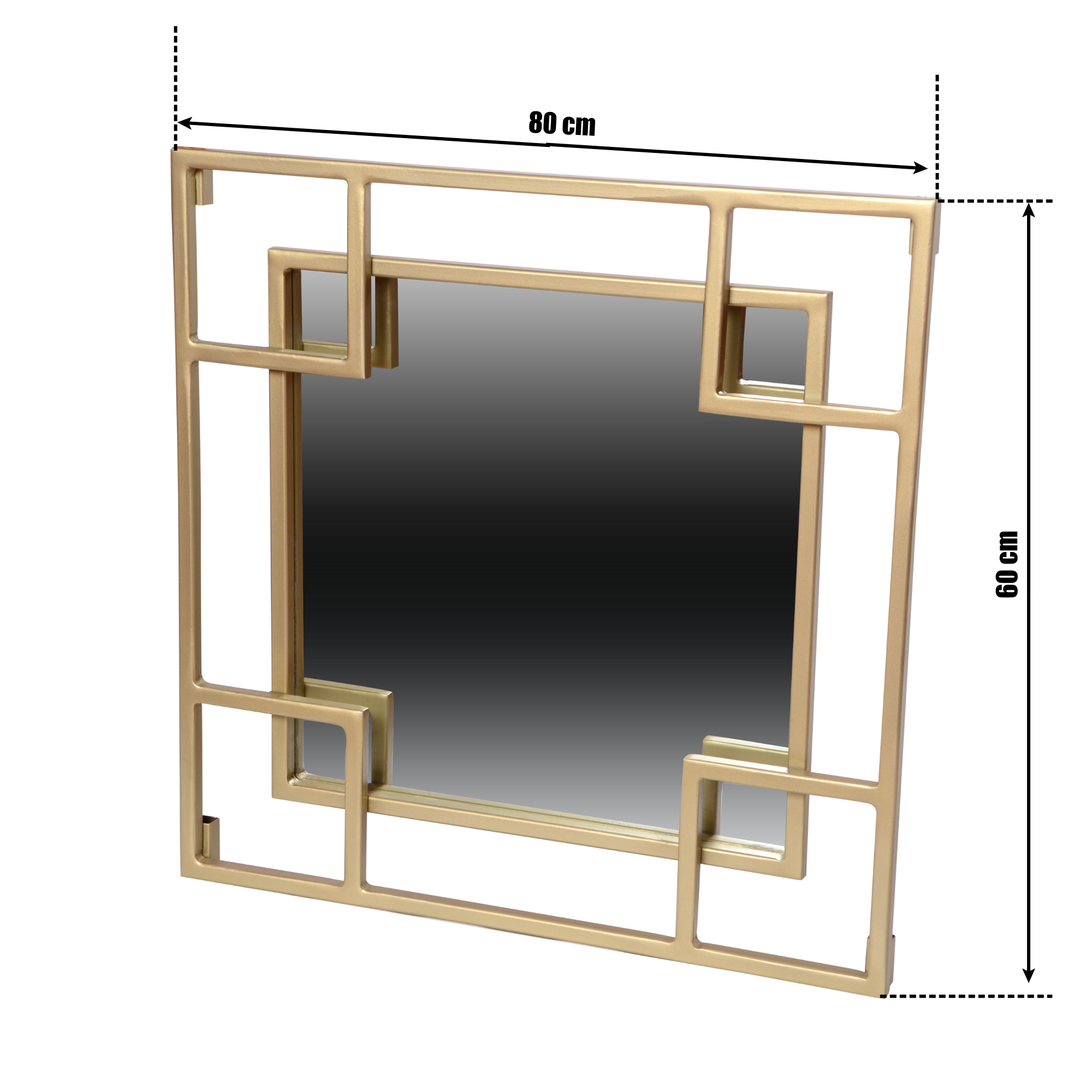 Oglindă decorativă cu ramă metalică auriu mat – model geometric CELESTE - FROMRO
