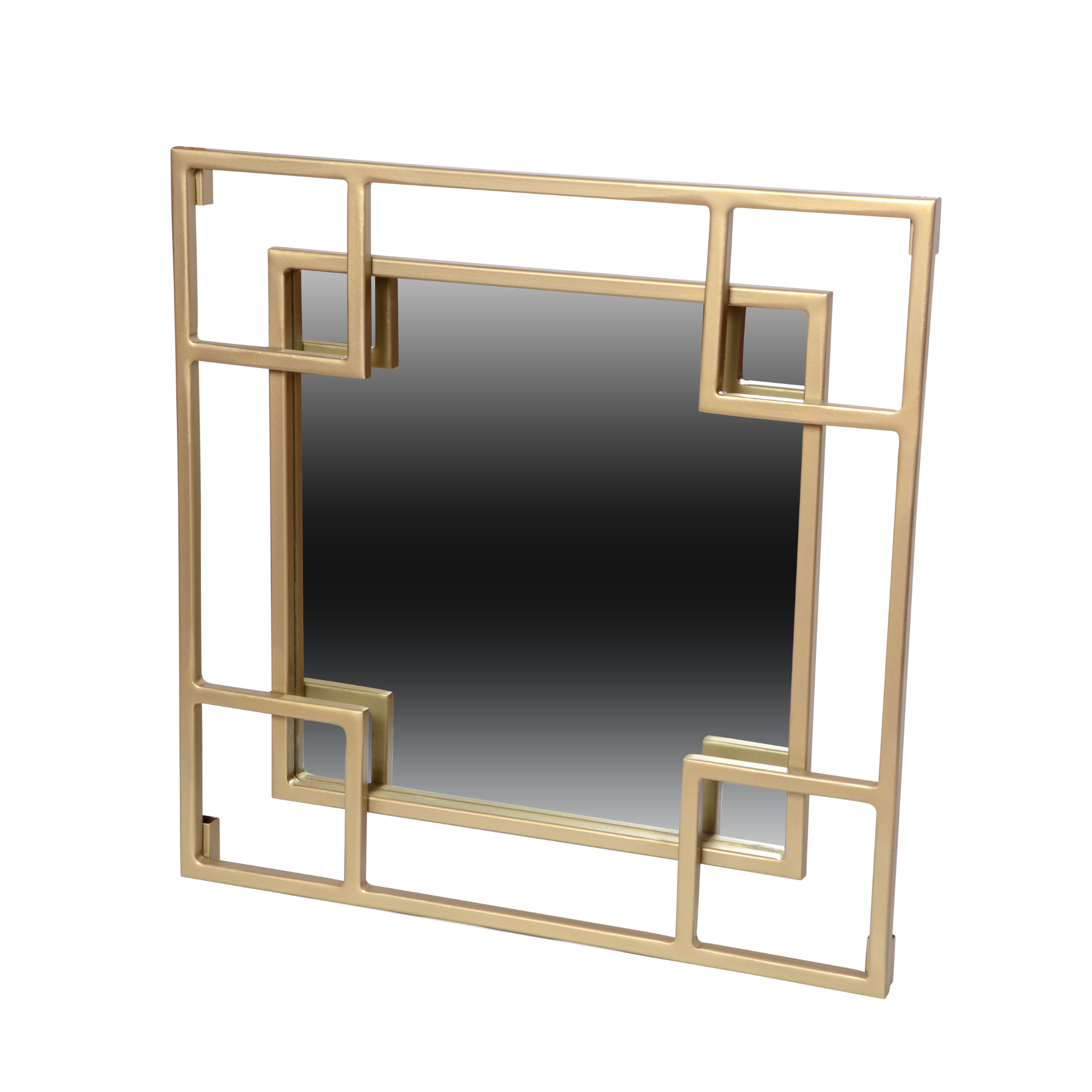 Oglindă decorativă cu ramă metalică auriu mat – model geometric CELESTE - FROMRO