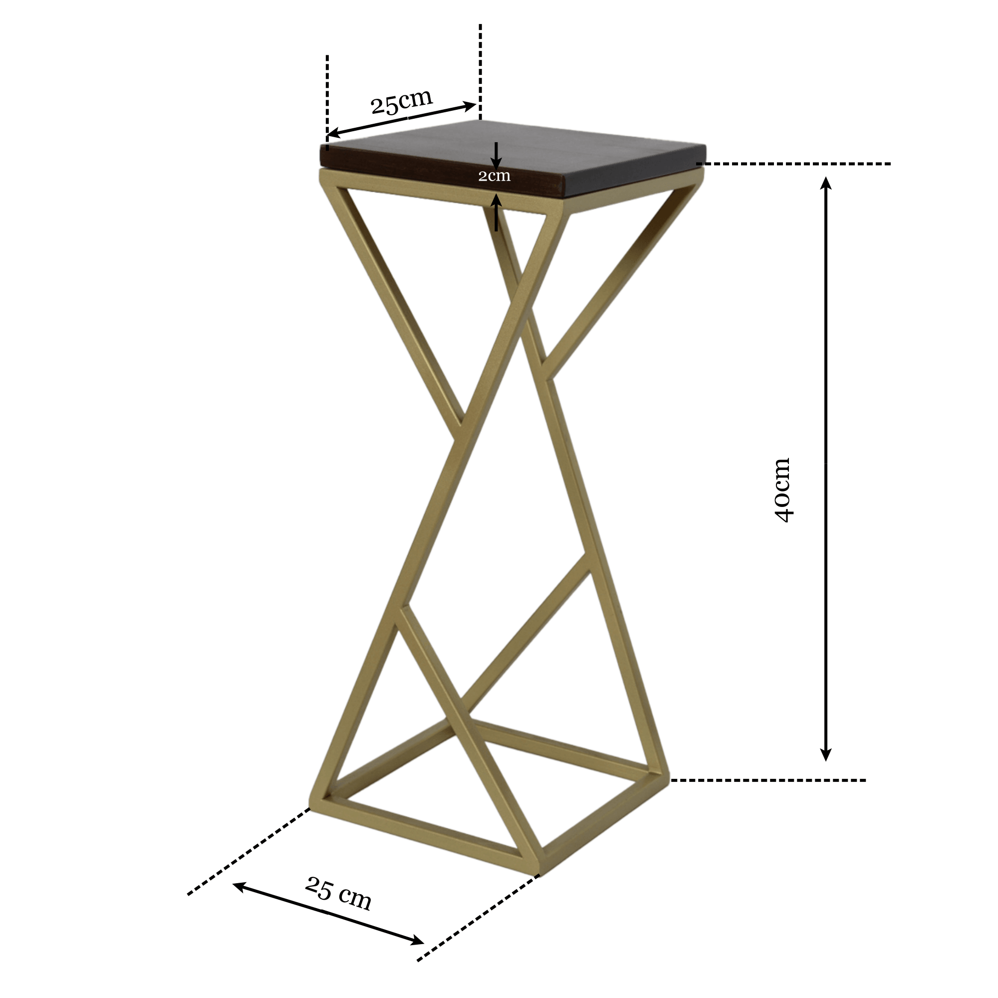 Suport decorativ pentru ghivece ELISA 40 cu cadru metalic auriu mat - FROMRO