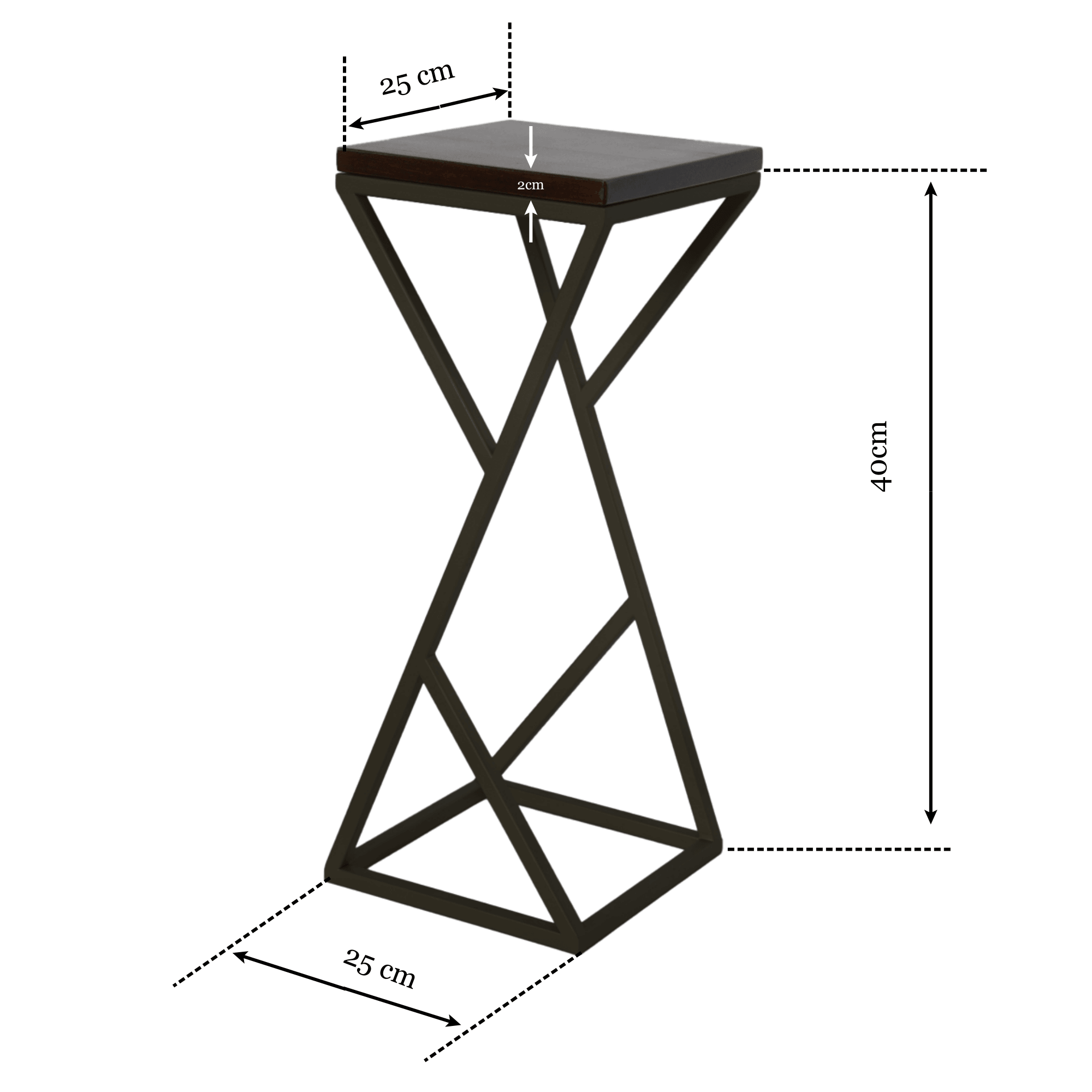 Suport decorativ pentru ghivece ELISA 40 cu cadru metalic negru mat - FROMRO