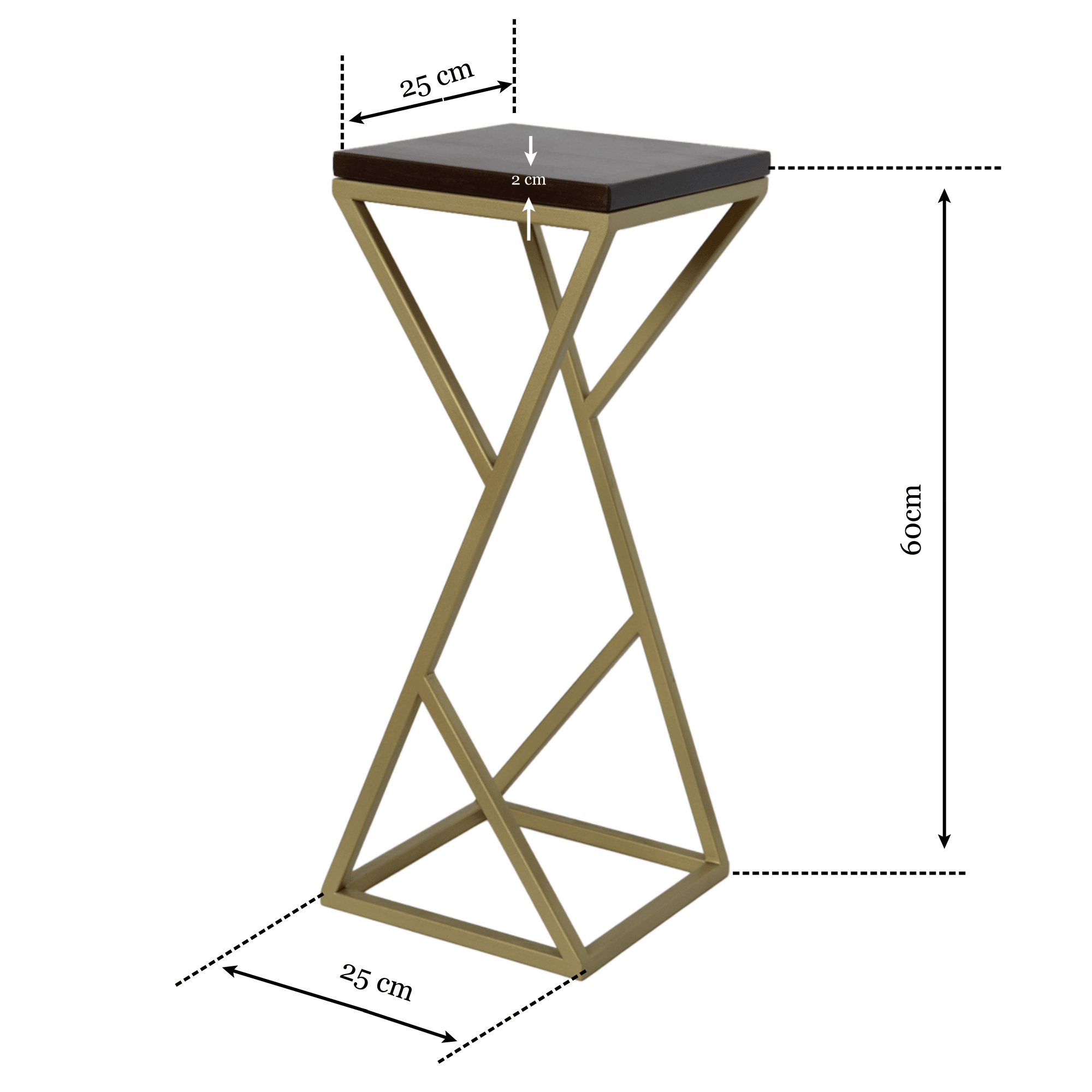 Suport decorativ pentru ghivece ELISA 60 cu cadru metalic auriu mat - FROMRO