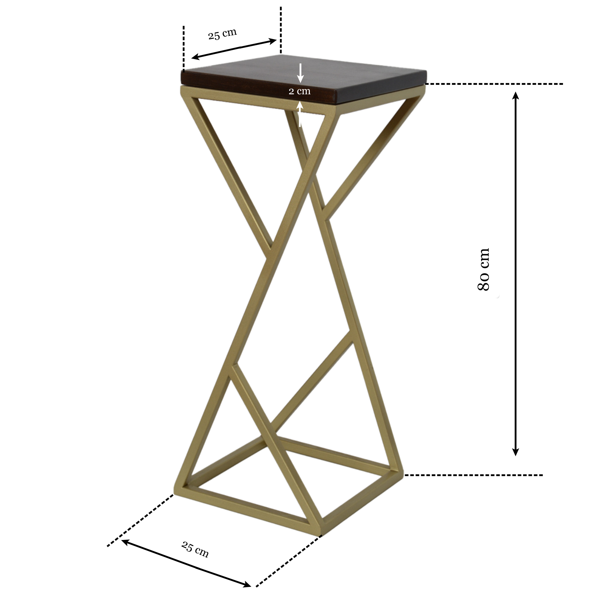 Suport decorativ pentru ghivece ELISA 80 cu cadru metalic auriu mat - FROMRO