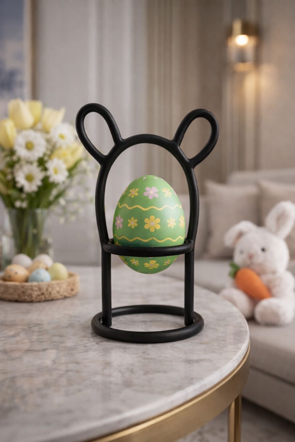 Suport Ou Paște Metalic Iepuraș auriu mat – Design Adorabil Premium | Decor Festiv Elegant - FROMRO