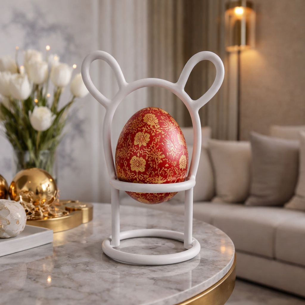 Suport Ou Paște Metalic Iepuraș auriu mat – Design Adorabil Premium | Decor Festiv Elegant - FROMRO