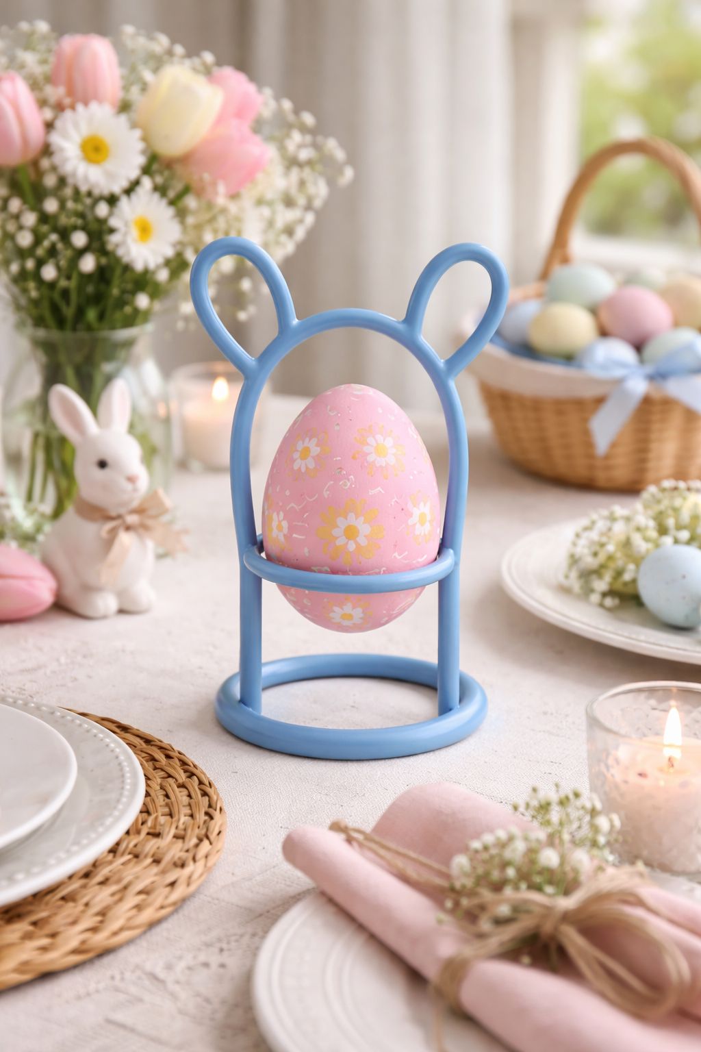 Suport Ou Paște Metalic Iepuraș auriu mat – Design Adorabil Premium | Decor Festiv Elegant - FROMRO