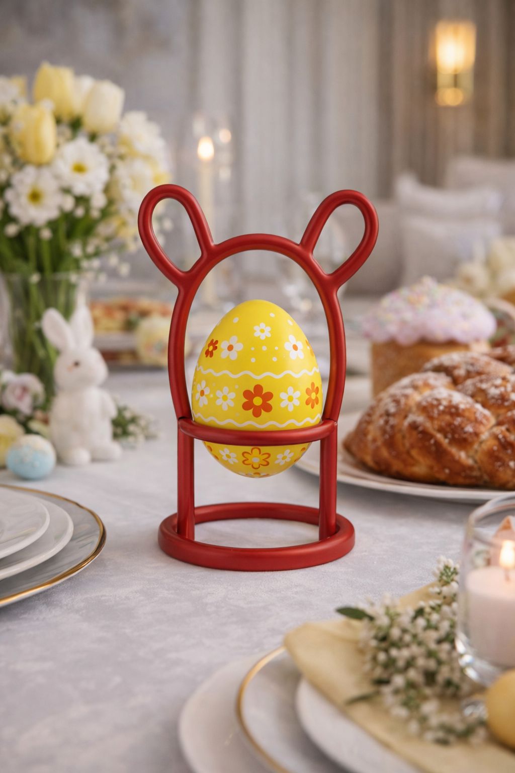 Suport Ou Paște Metalic Iepuraș auriu mat – Design Adorabil Premium | Decor Festiv Elegant - FROMRO