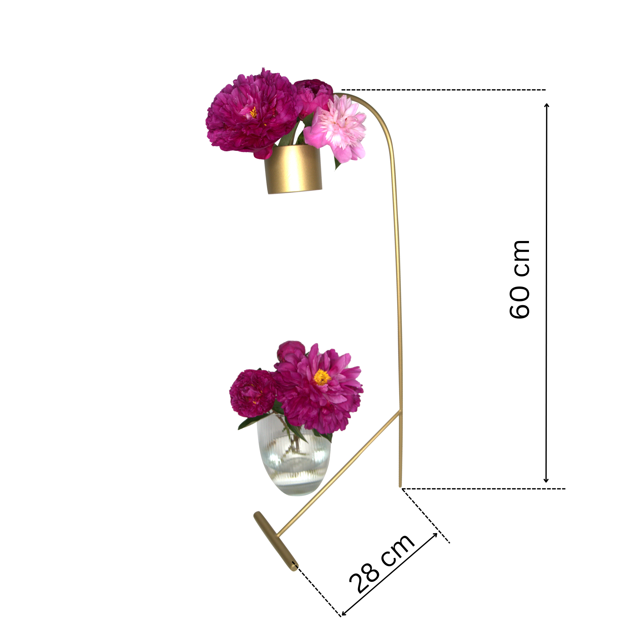 Suport decorativ „Aurélia” pentru flori – Design elegant din metal auriu mat