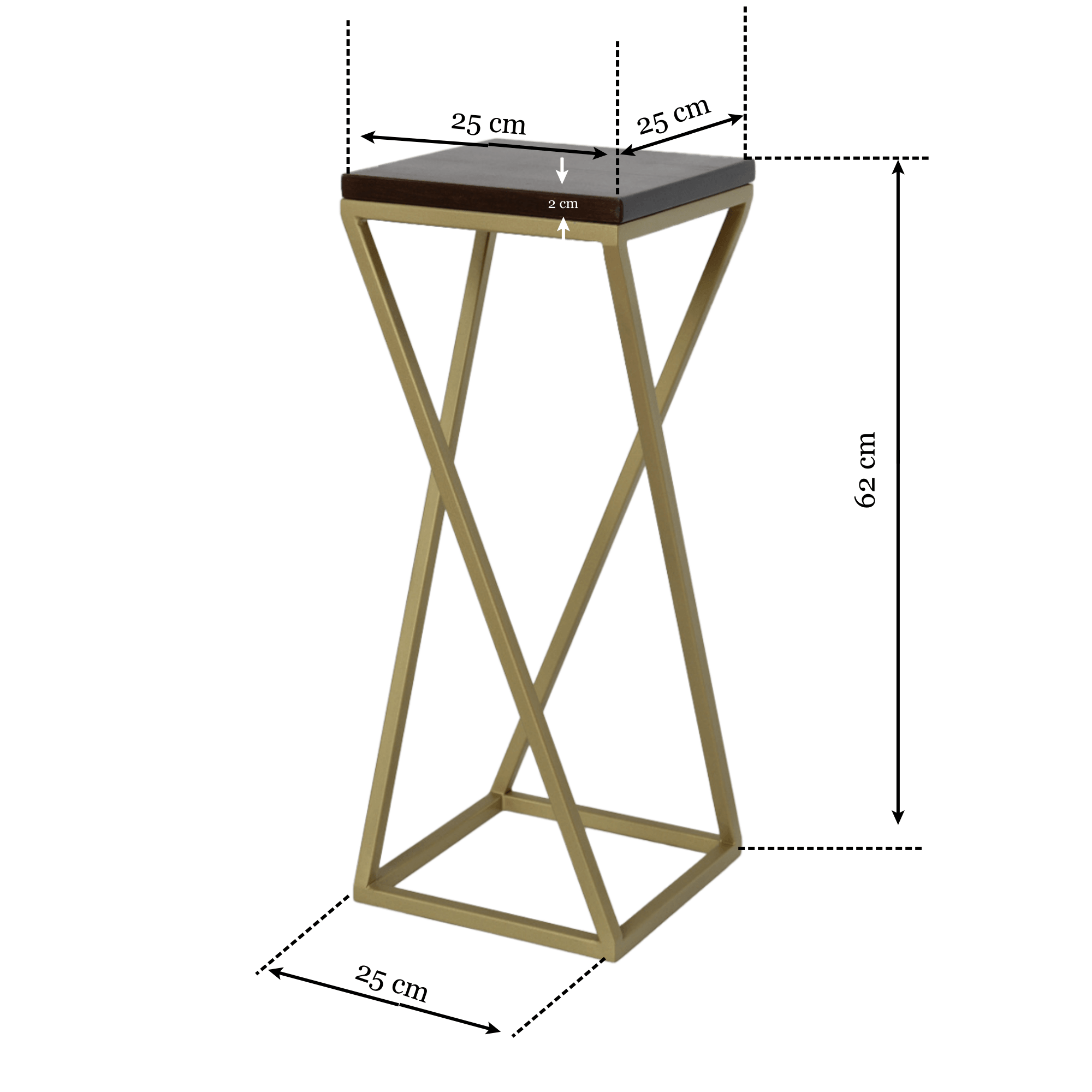 Suport decorativ pentru ghivece MELISA 60 cu cadru metalic auriu mat - FROMRO
