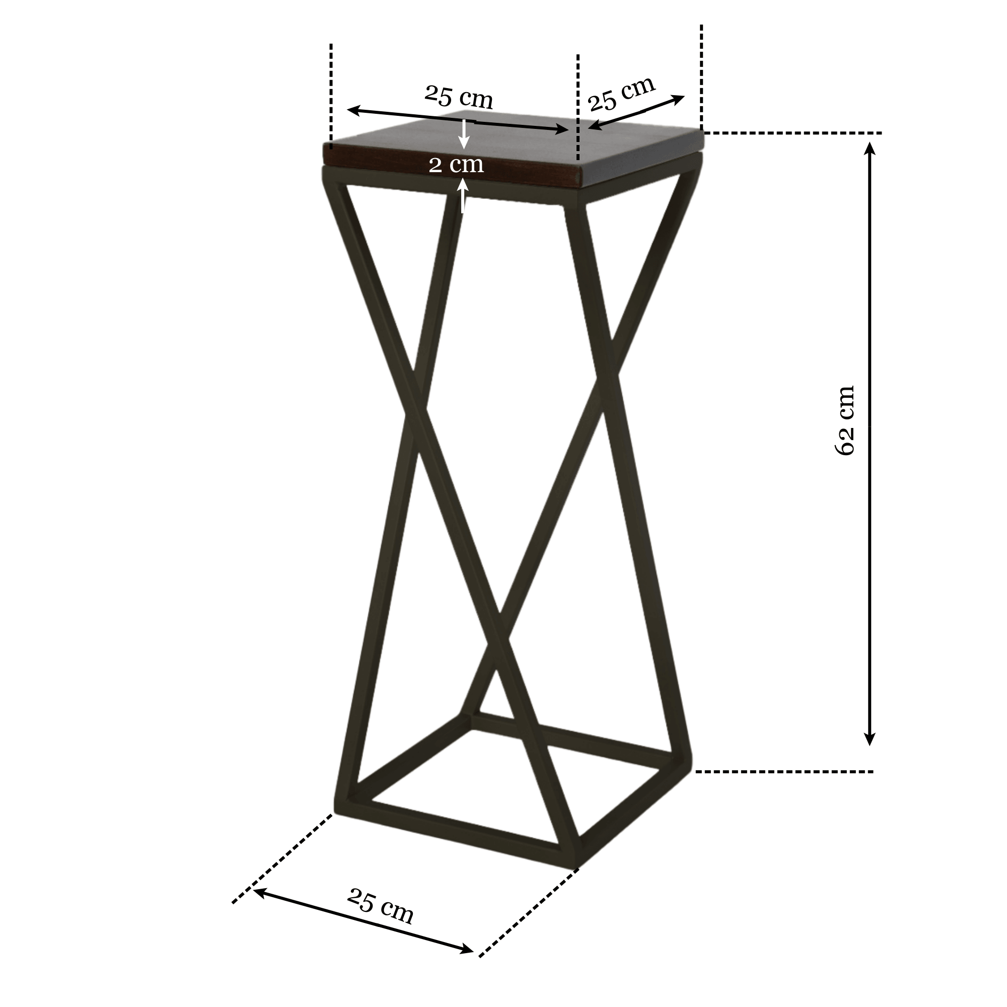 Suport decorativ pentru ghivece MELISA 60 cu cadru metalic negru mat - FROMRO