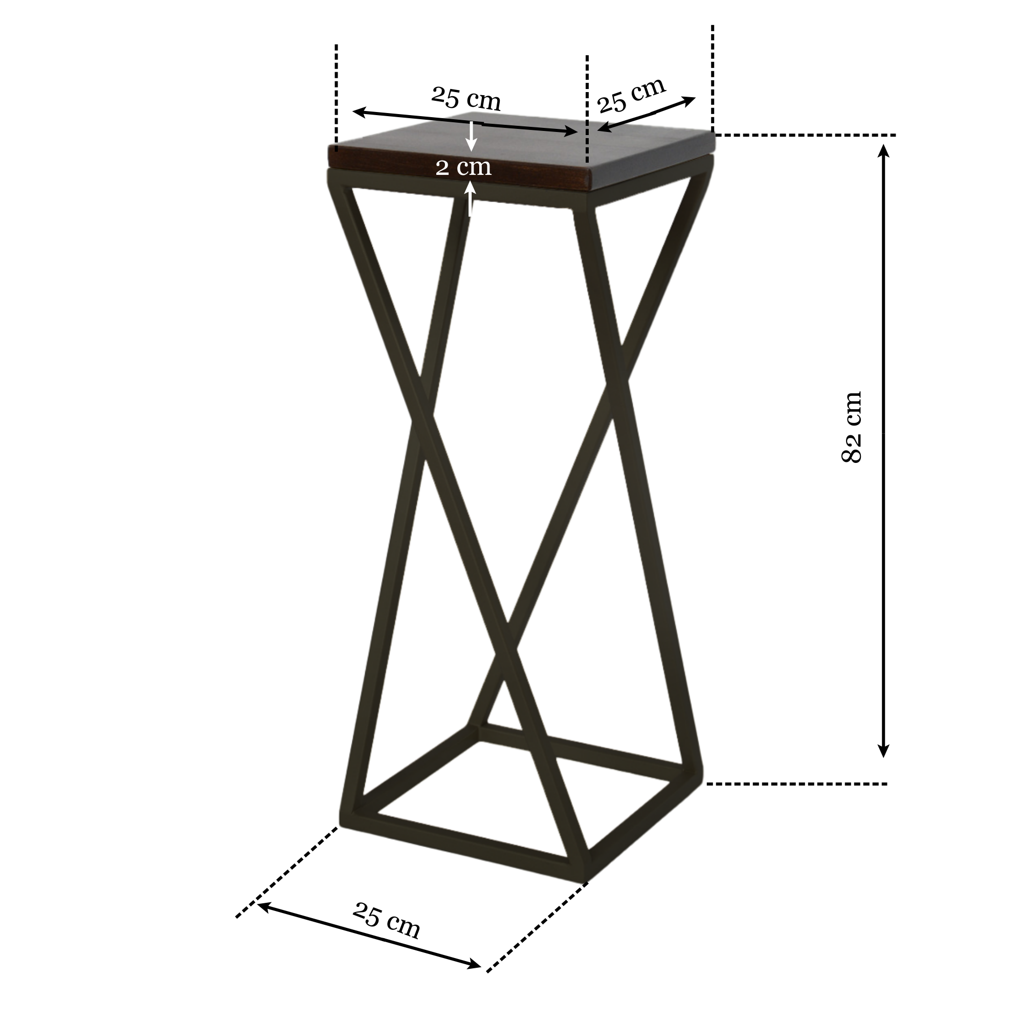 Suport decorativ pentru ghivece MELISA 80 cu cadru metalic negru mat - FROMRO
