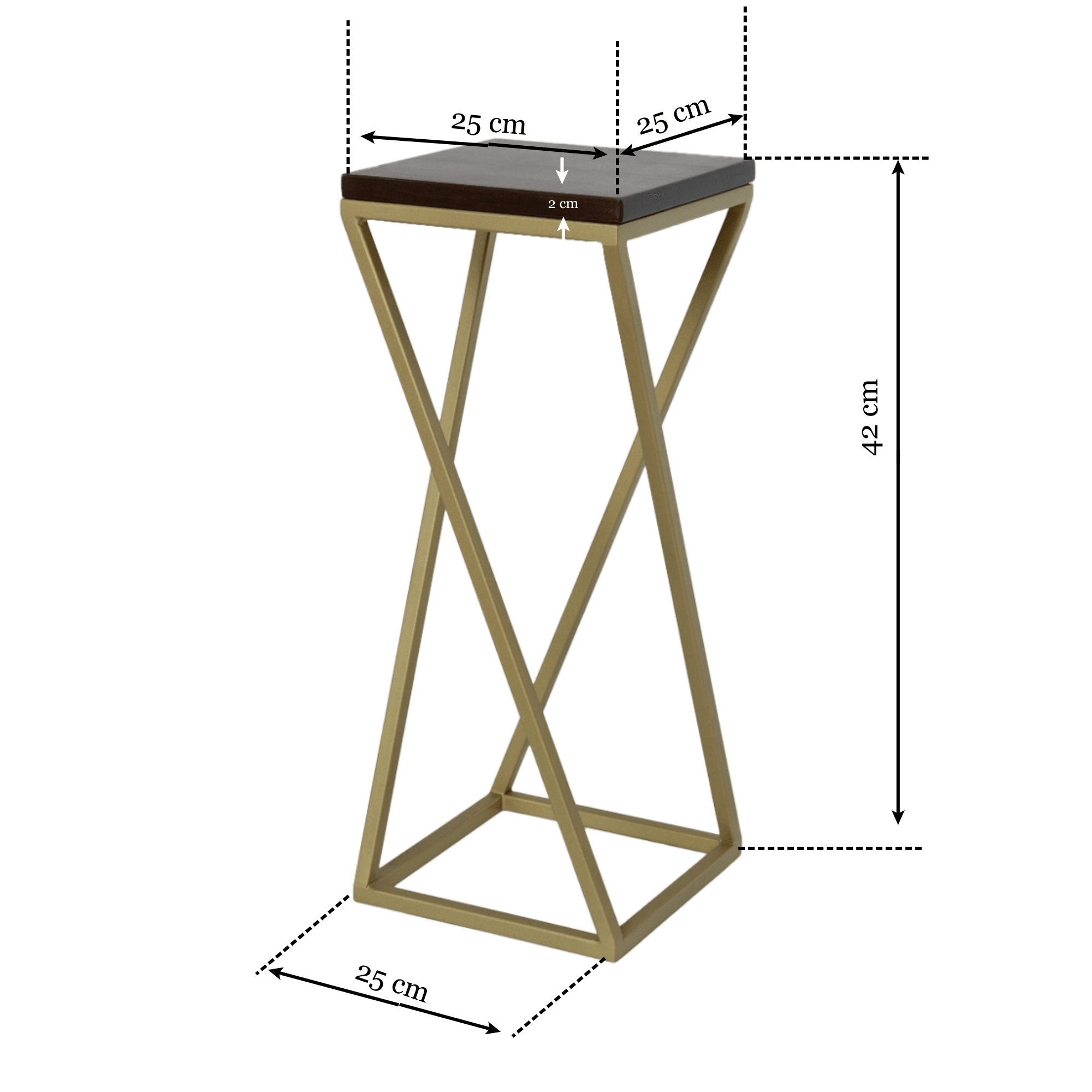 Suport decorativ pentru ghivece MELISA 40 cu cadru metalic auriu mat - FROMRO