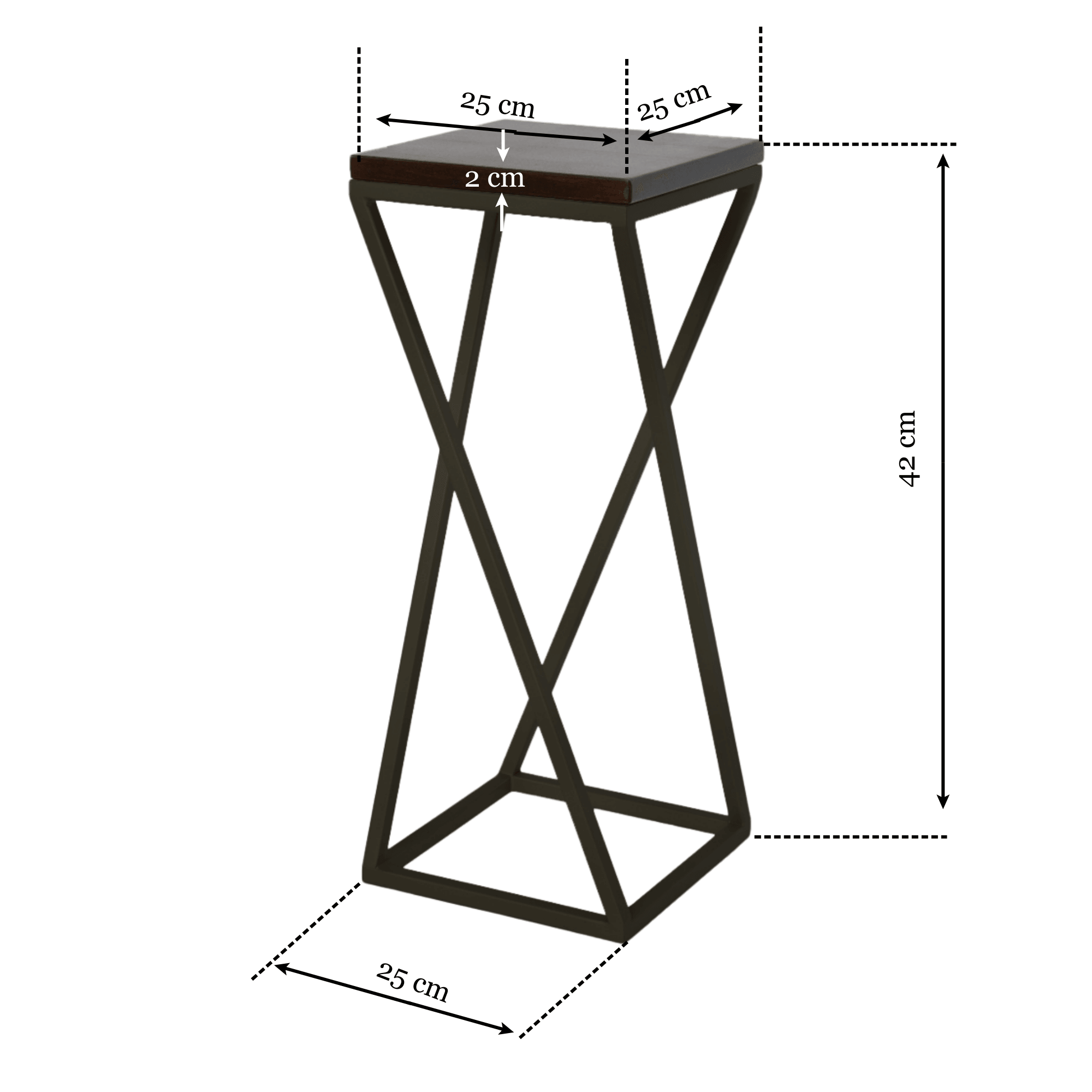 Suport decorativ pentru ghivece MELISA 40 cu cadru metalic negru mat - FROMRO