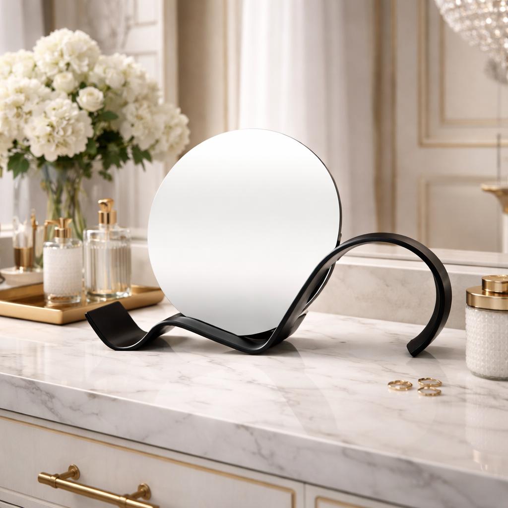 Oglindă decorativă Wave – negru mat - FROMRO