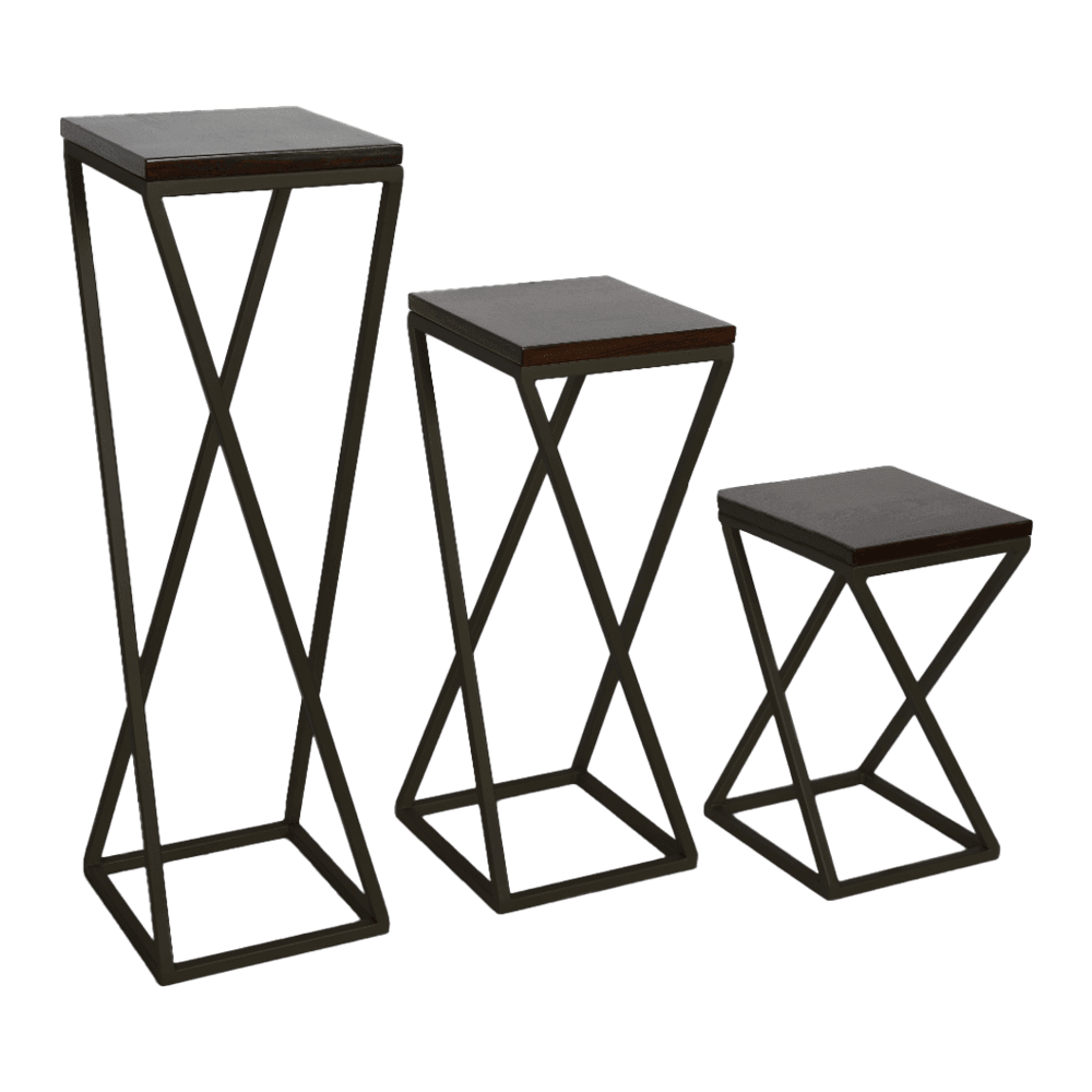 Set suporturi decorative pentru ghivece  MELISA cu cadru metalic auriu mat - FROMRO