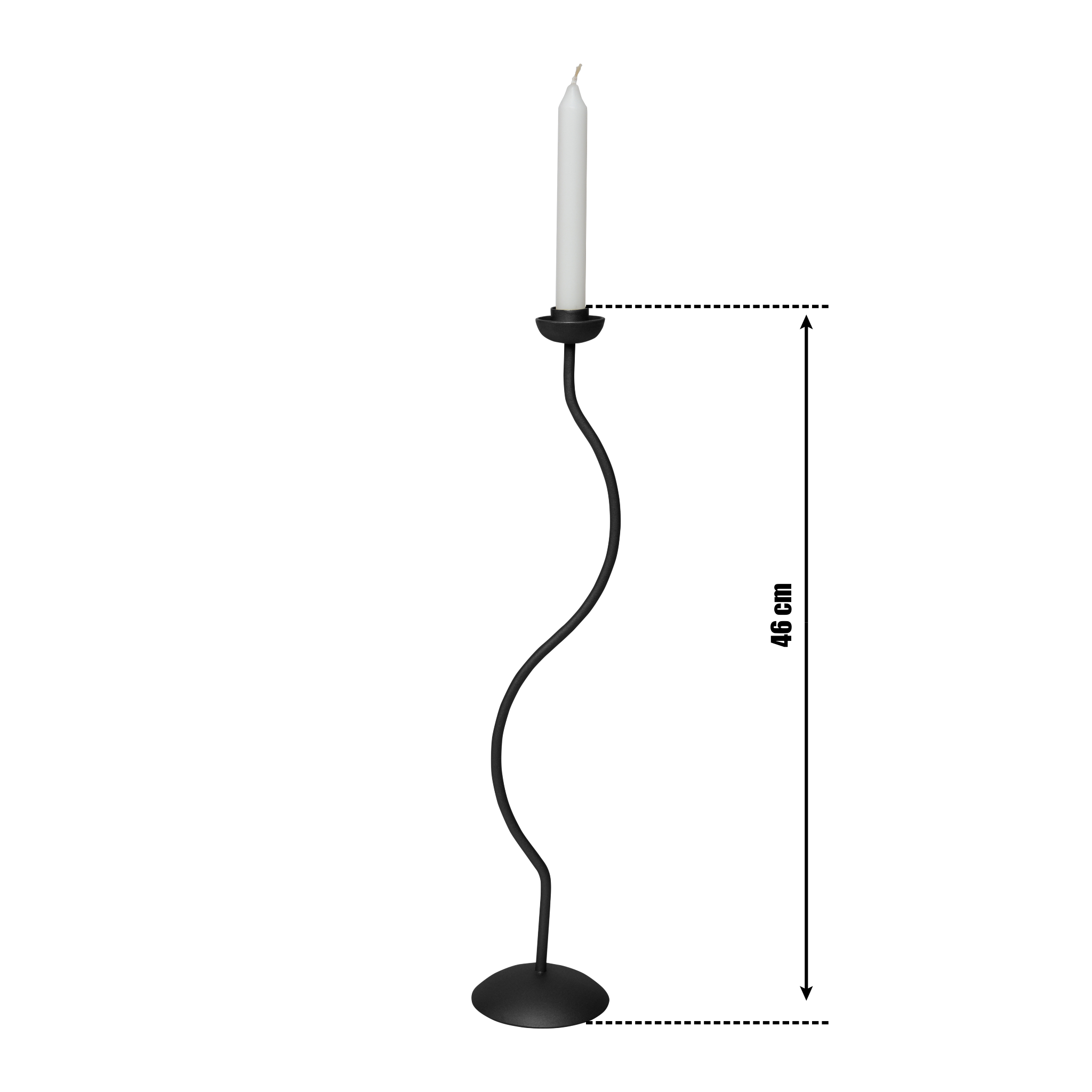 Suport lumânare SMOOTH WAVE 46 negru mat - FROMRO