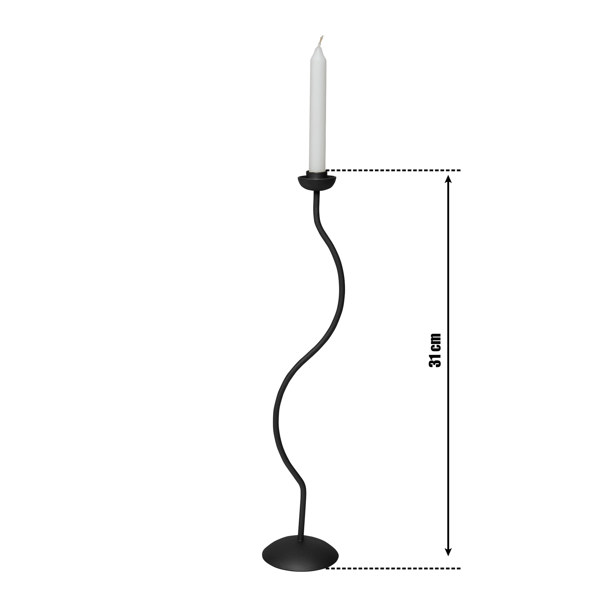 Suport lumânare SMOOTH WAVE 31 negru mat - FROMRO
