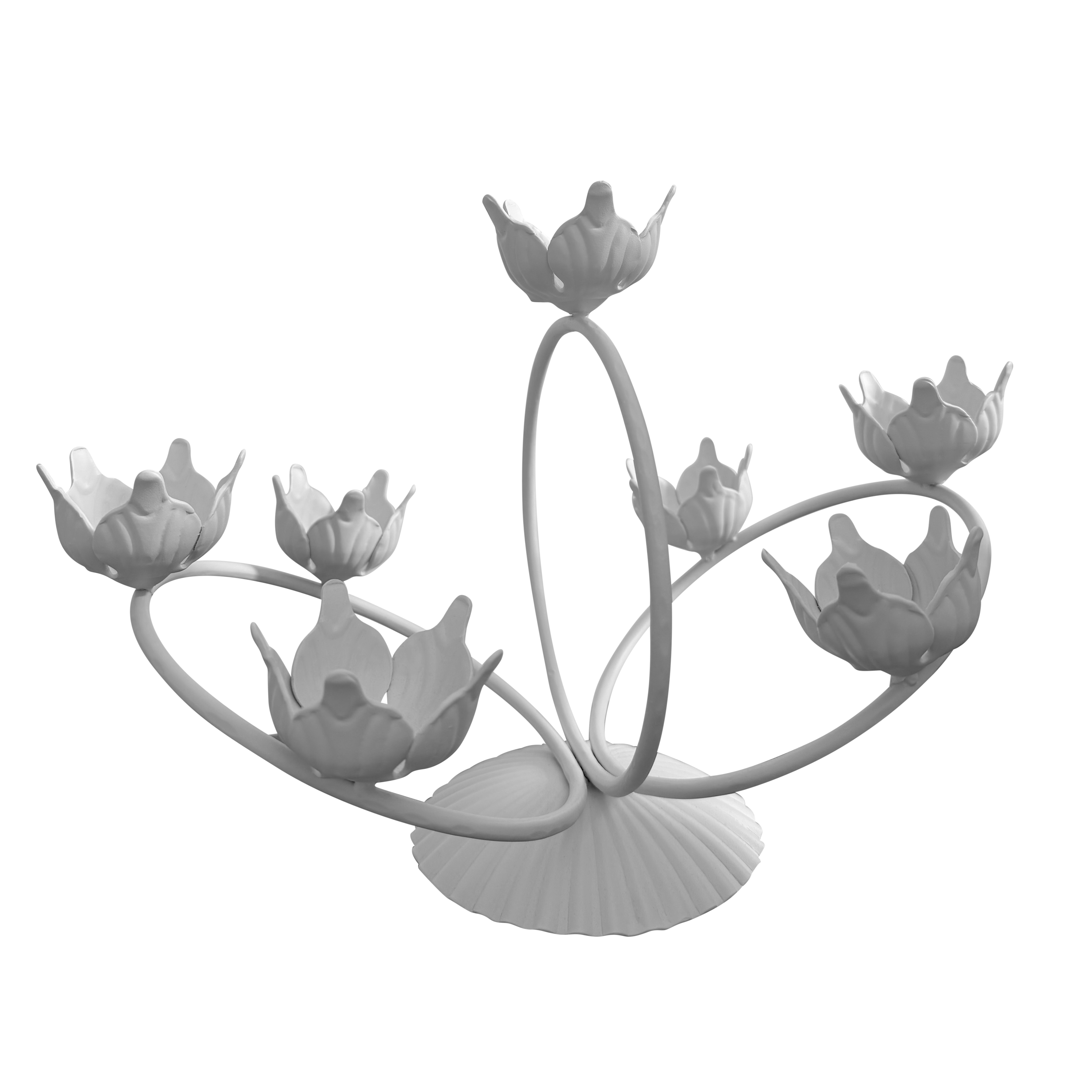 Suport Ouă Paște Metalic 7 Locuri Alb Mat – Design Floral Elegant | Decor Premium de Masă - FROMRO