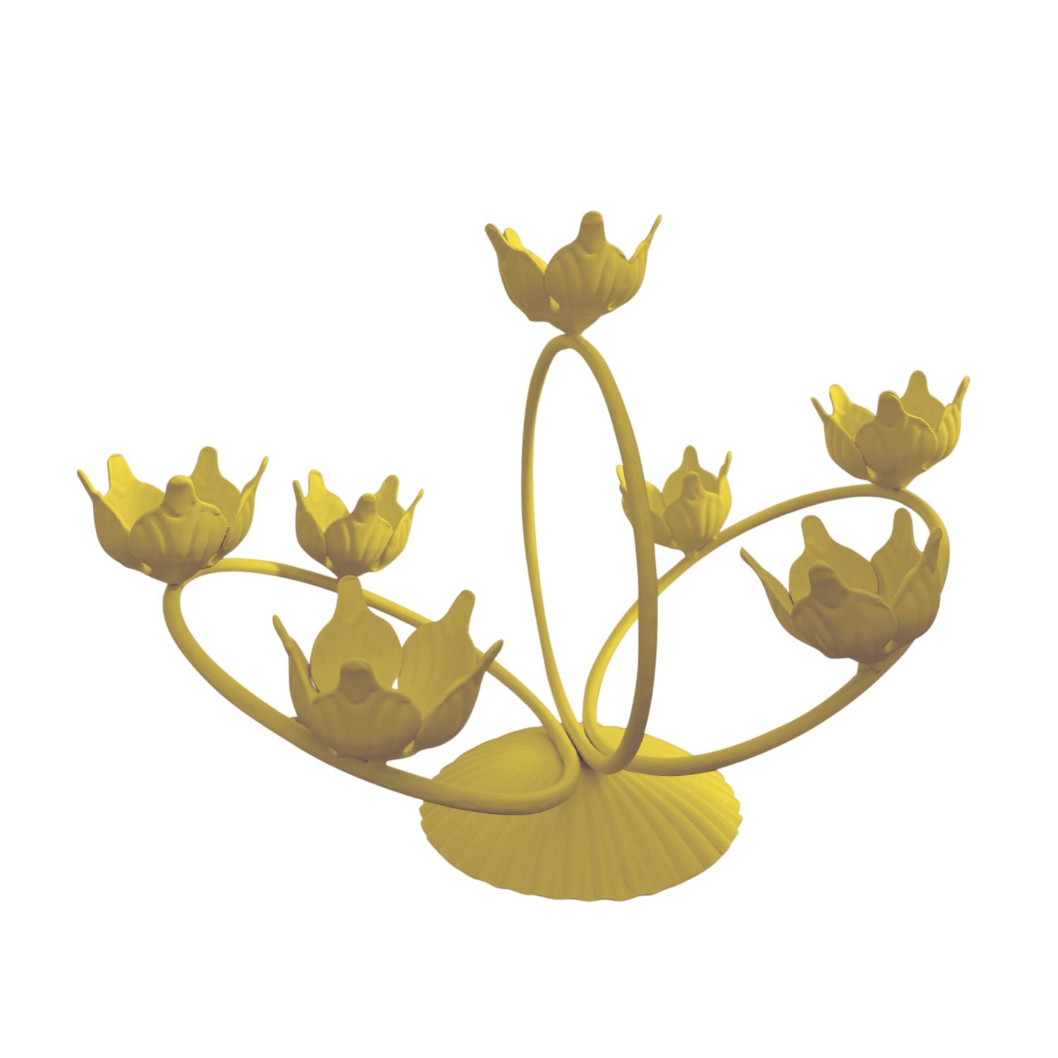 Suport Ouă Paște Metalic 7 Locuri galben– Design Floral Elegant | Decor Premium de Masă - FROMRO