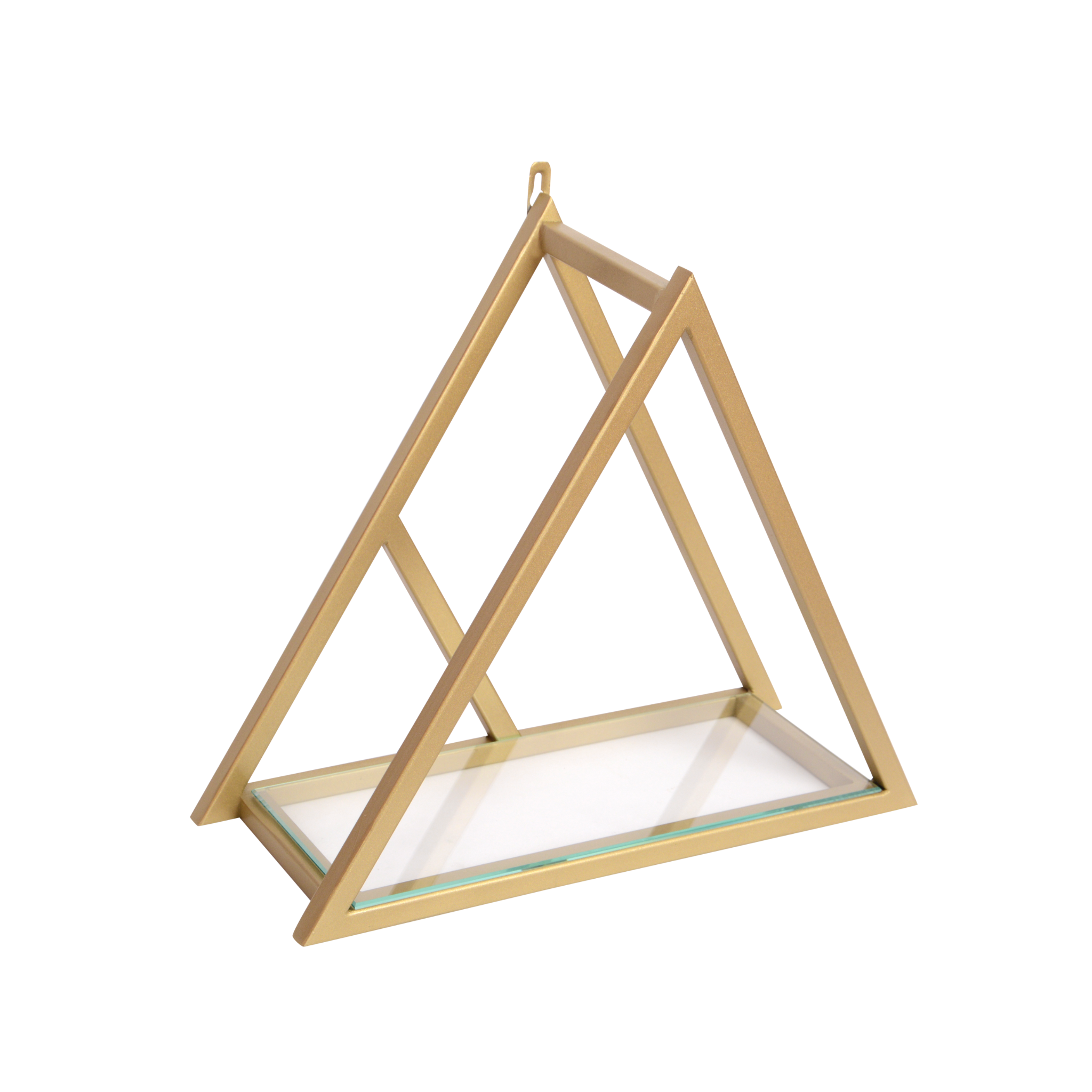 Etajeră VICTORIA cu cadru metalic auriu mat și poliță de sticlă - FROMRO